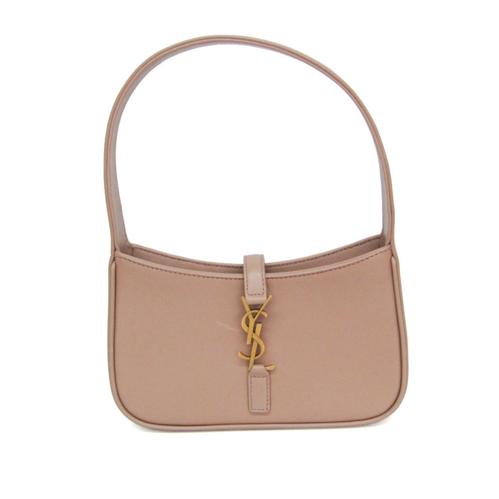 Yves Saint Laurent LE 5 À 7 710318 Women's Leather Handbag Pink Beige